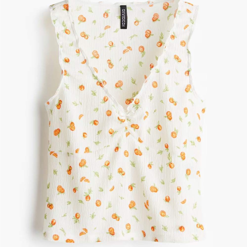H&M White Tank Top with Orange Floral Pattern